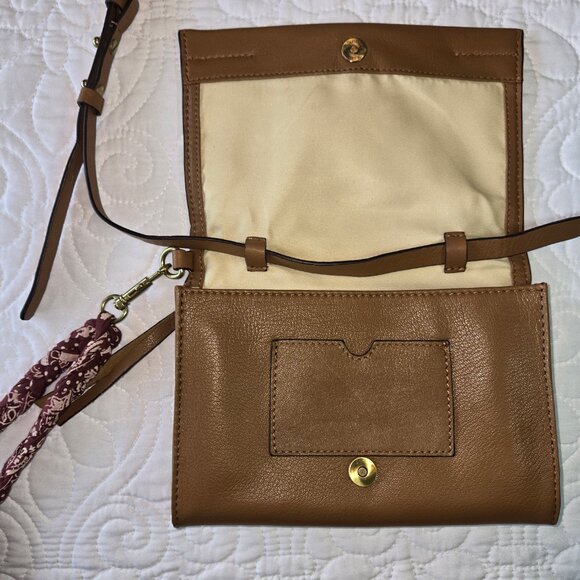 Lucky Brand Light Brown Leather Purse and/or Clutch with Decorative Tassel - Picture 2 of 16